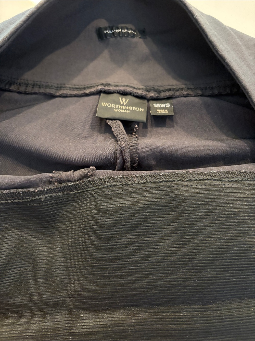 Worthington Black Ribbed Skinny Pants - Pull-On Waist